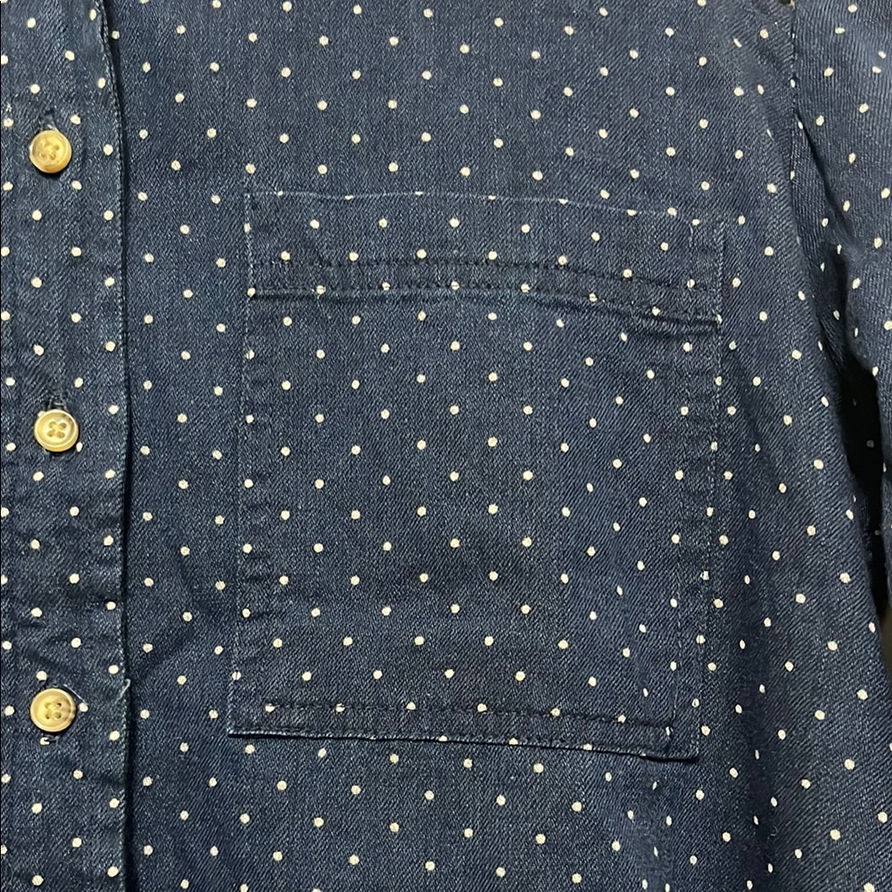 Free People Polka Dot Button-Up Shirt with sweater shoulders - Picture 6 of 8